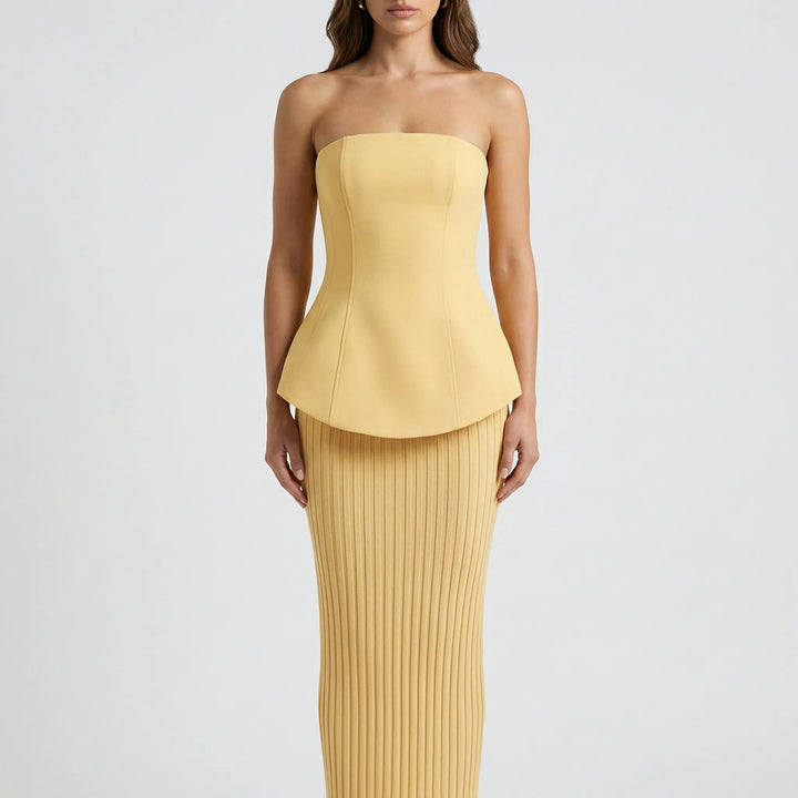 Elourna - Strapless Sculpted Maxi Dress