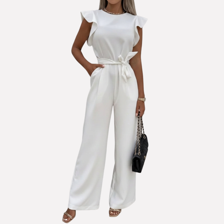 Elegant Jumpsuit with Flutter Sleeves