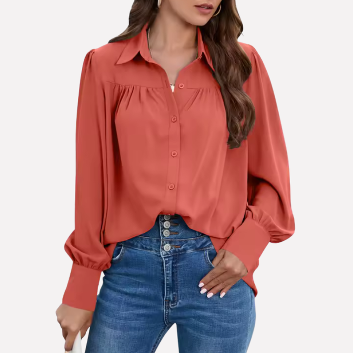 Chiffon Blouse with Lantern Sleeves for Women