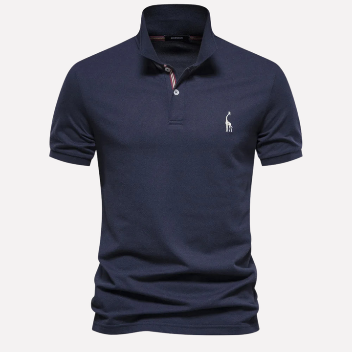Luxe Cotton Polo for Men with Deer Embroidery