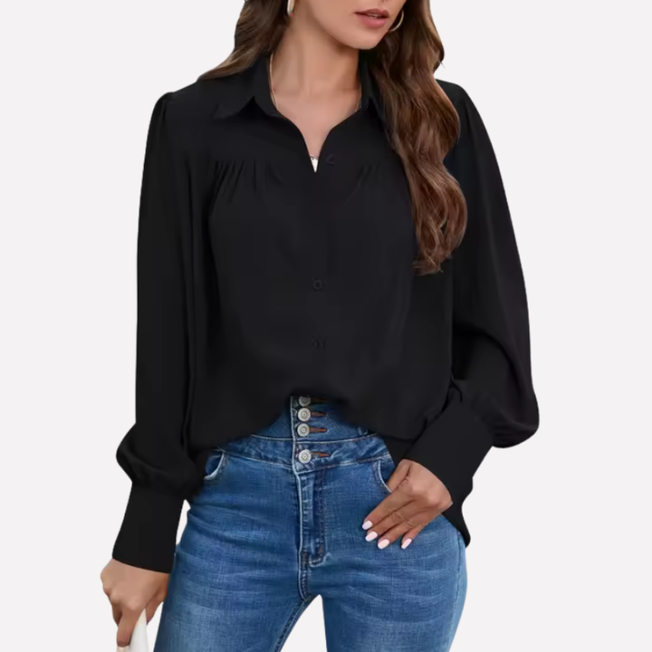 Chiffon Blouse with Lantern Sleeves for Women