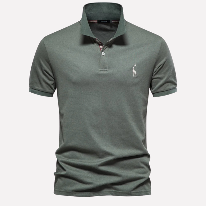 Luxe Cotton Polo for Men with Deer Embroidery