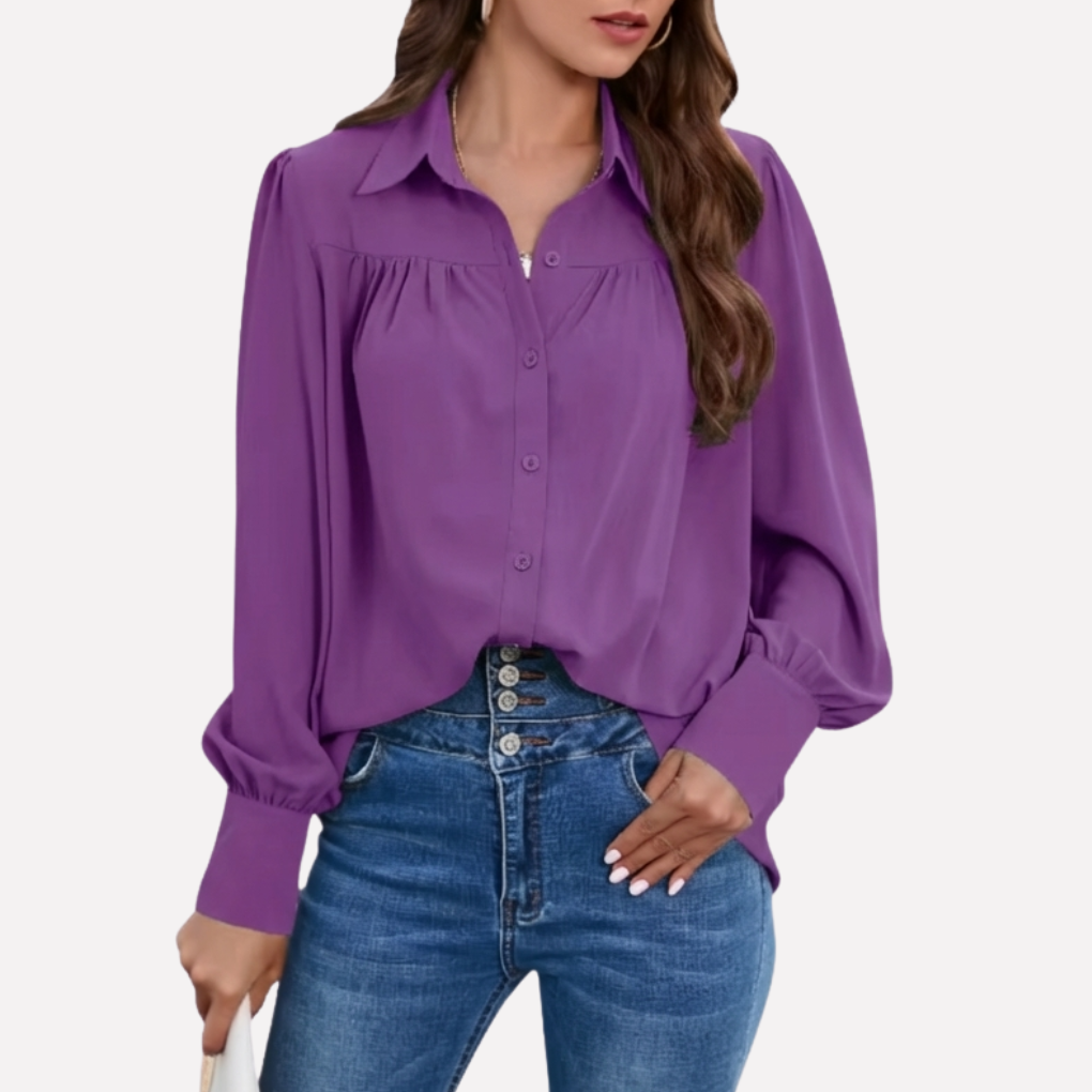 Chiffon Blouse with Lantern Sleeves for Women