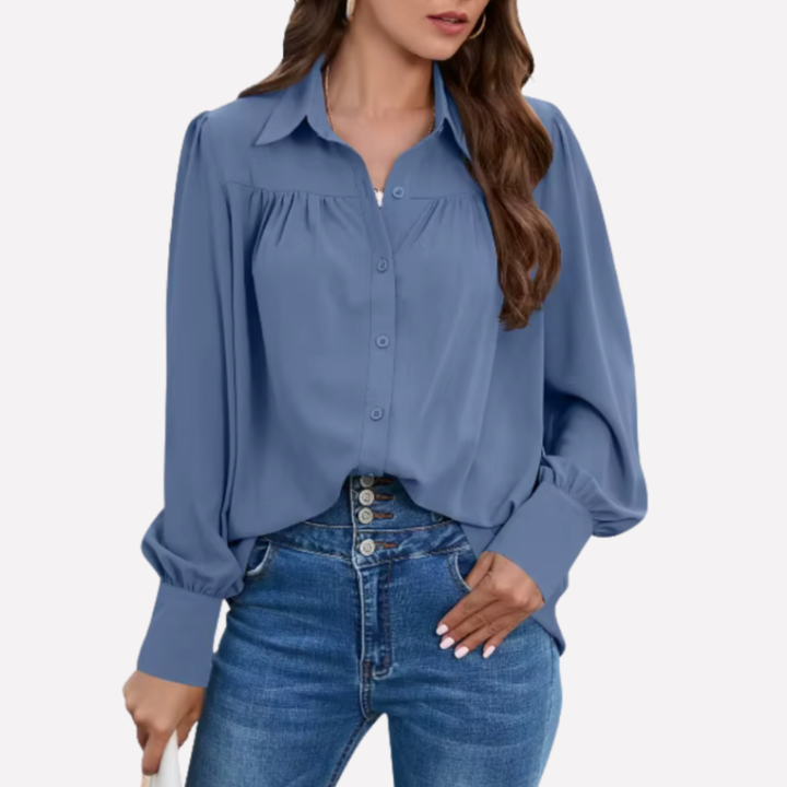 Chiffon Blouse with Lantern Sleeves for Women