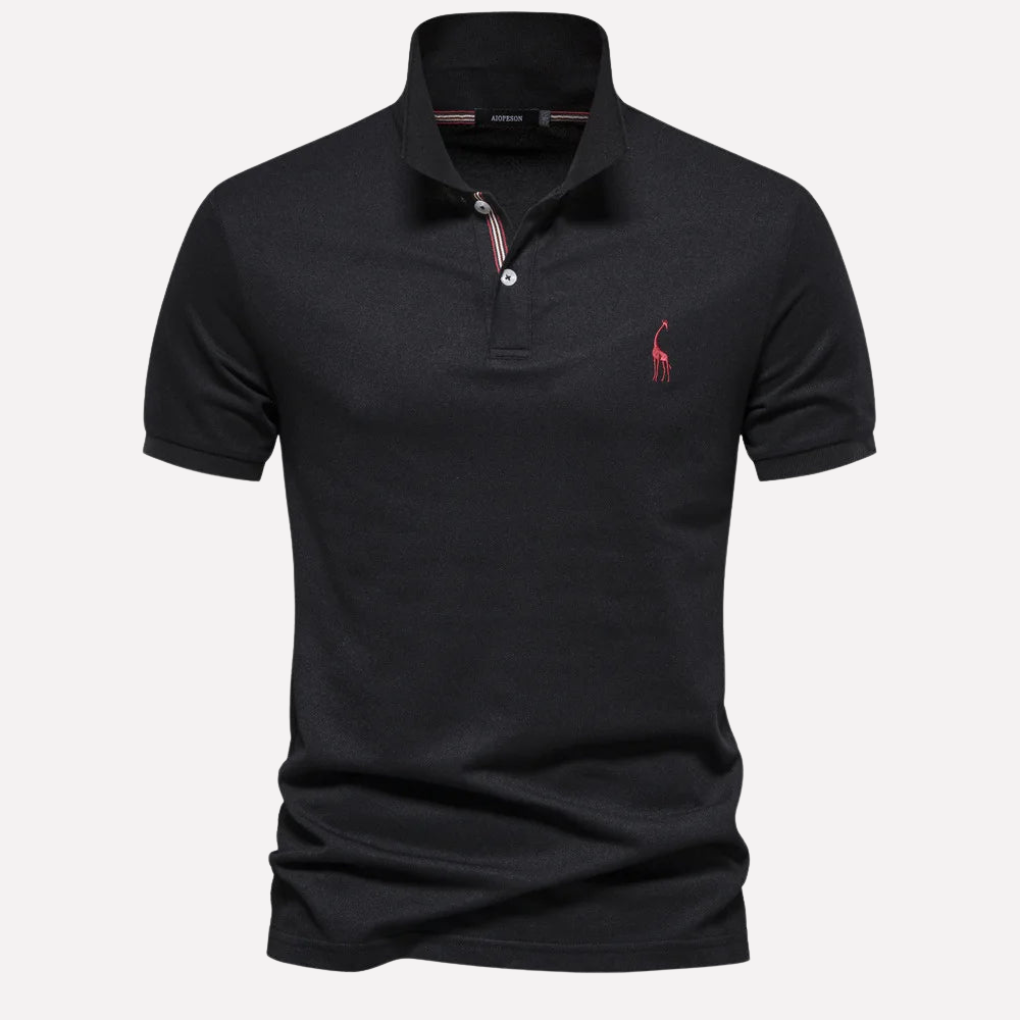 Luxe Cotton Polo for Men with Deer Embroidery
