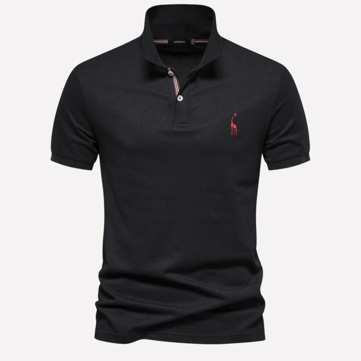 Luxe Cotton Polo for Men with Deer Embroidery