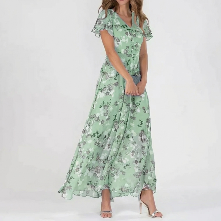 Vintage Floral Print Maxi Dress for Women