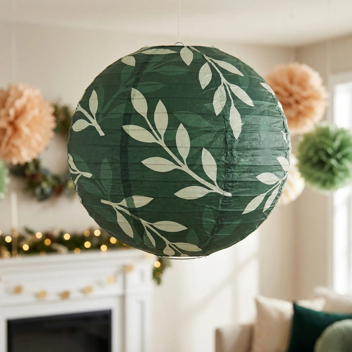 Festara - Hanging Paper Lantern And Pom-Pom Set
