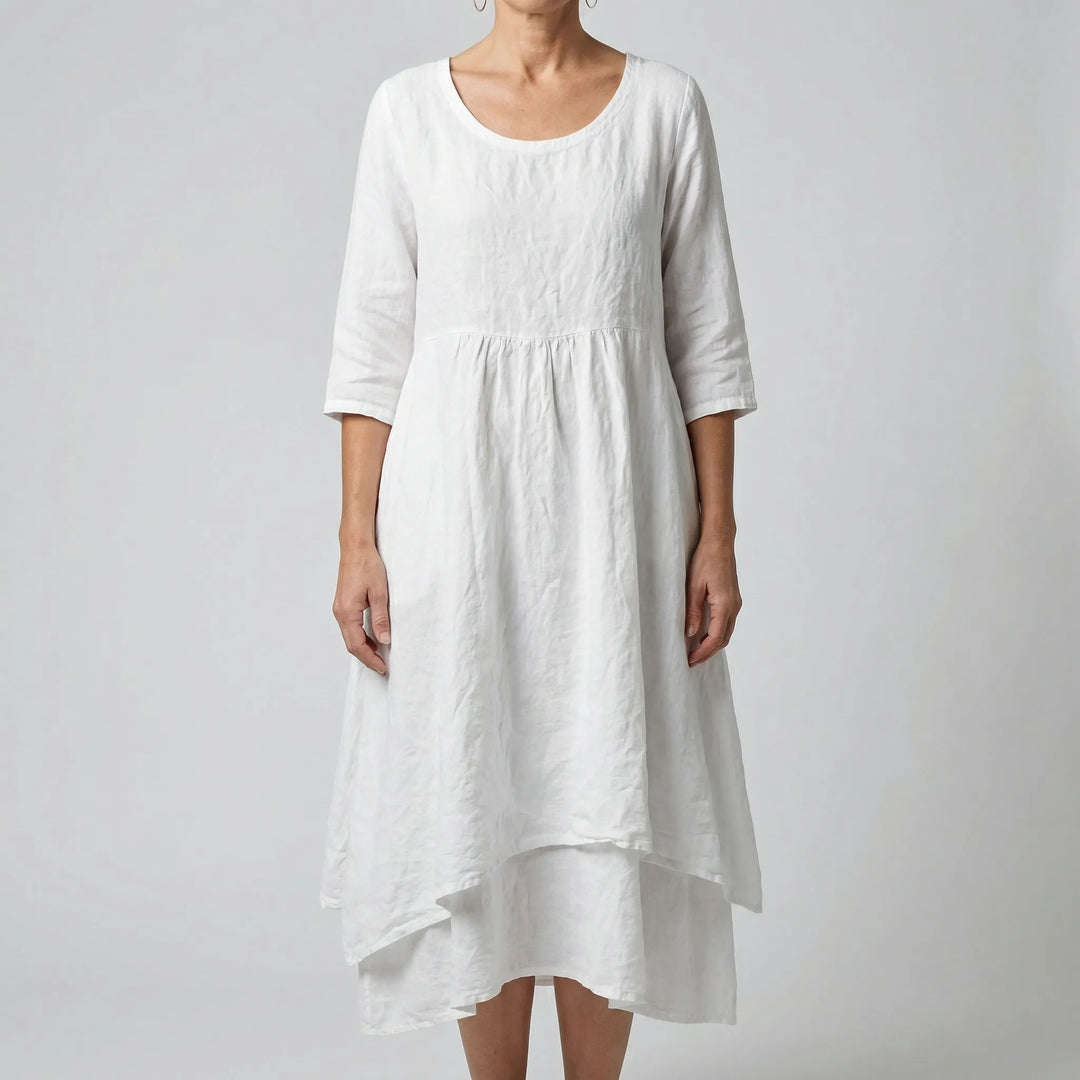 Fleurwyn - Relaxed Waist-Seam Midi Dress