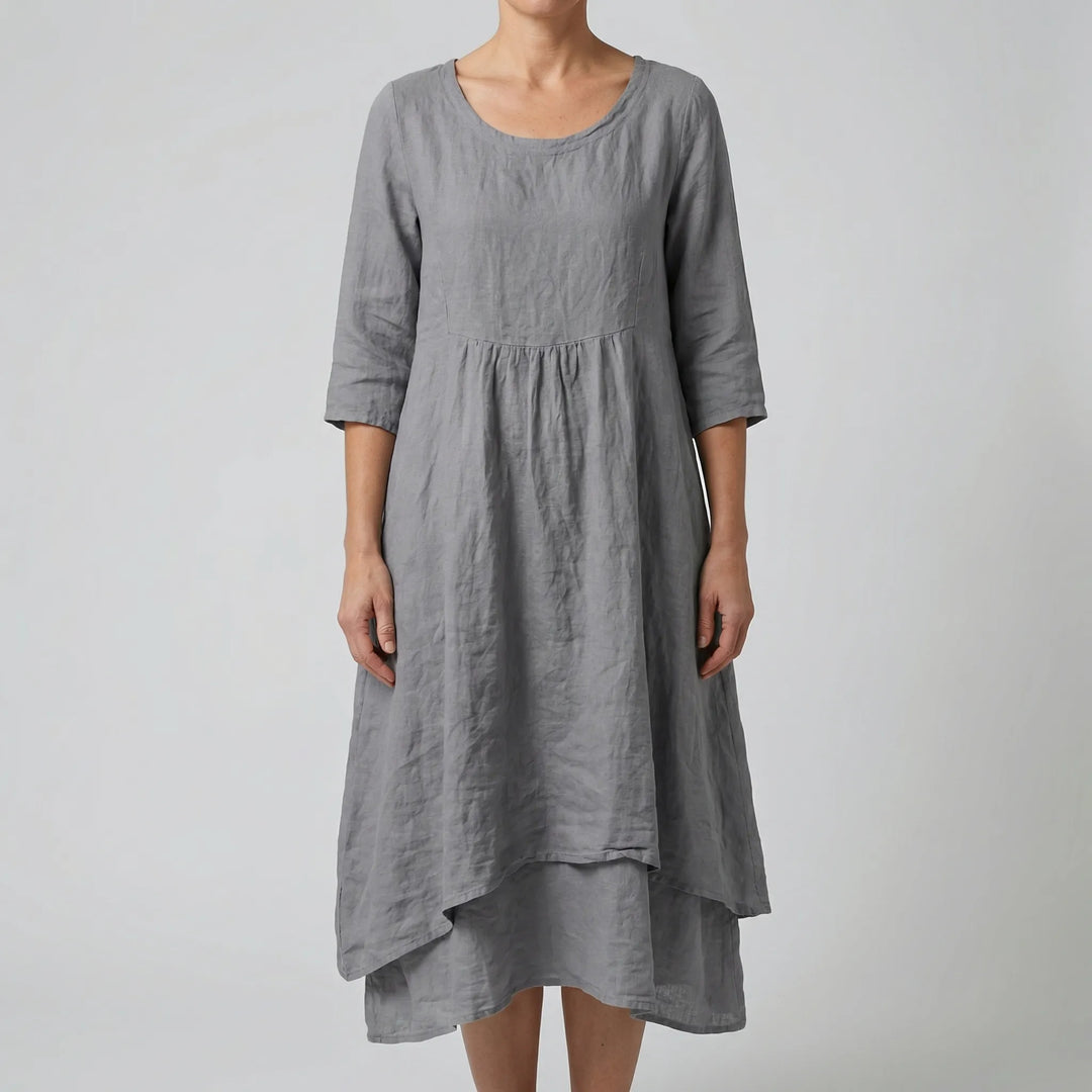 Fleurwyn - Relaxed Waist-Seam Midi Dress