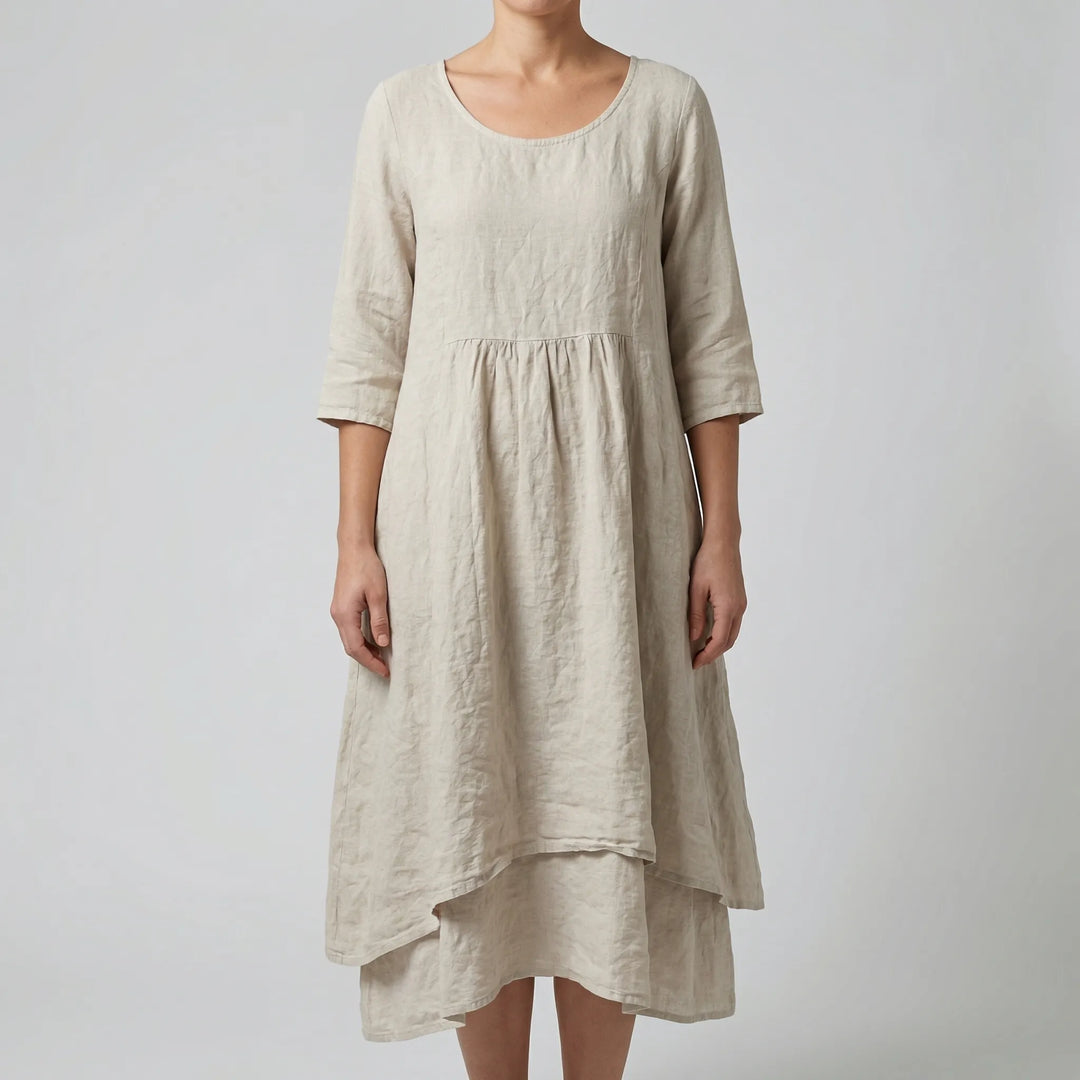 Fleurwyn - Relaxed Waist-Seam Midi Dress