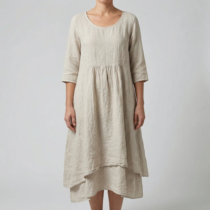 Fleurwyn - Relaxed Waist-Seam Midi Dress