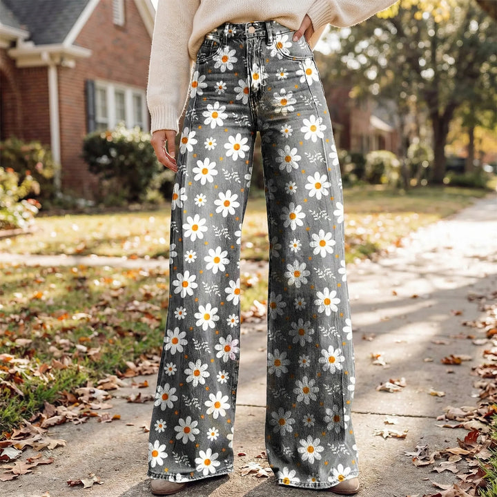 Florива - Full-Length Printed Wide-Leg Pants