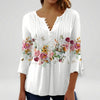 Floral Print Women's Button-Neck Blouse