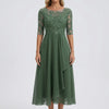 Midi-Length Lace Bodice Dress