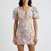 Fitted Bodice Floral Embroidered Mini Dress