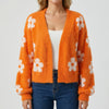 Open-Front Floral Cardigan Sweater for Women