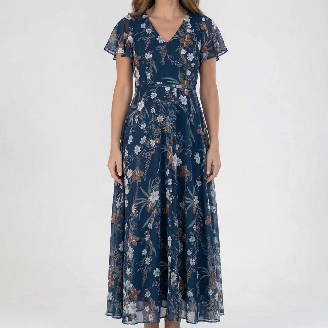Florvelle - Floral Print Butterfly Sleeve Maxi Dress