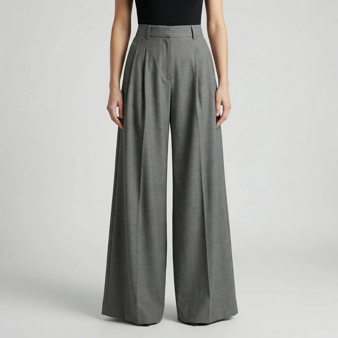 Flowana - High-Waist Flared Wide-Leg Trousers