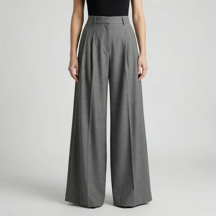 Flowana - High-Waist Flared Wide-Leg Trousers