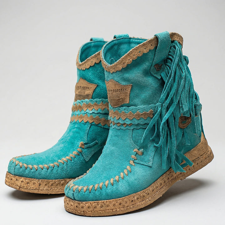 Fringella - Fringe Ankle Boot With Flat Sole