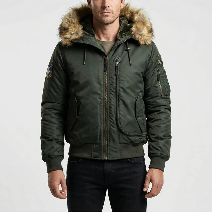 Frostlux - Padded Bomber Jacket With Faux-Fur Hood