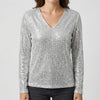All-Over Sequin V-Neck Pullover Top for Women