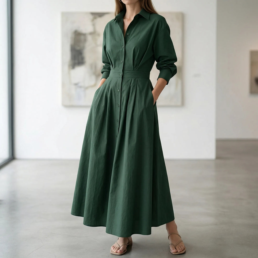 Granova - Long-Sleeve V-Neck Maxi Dress