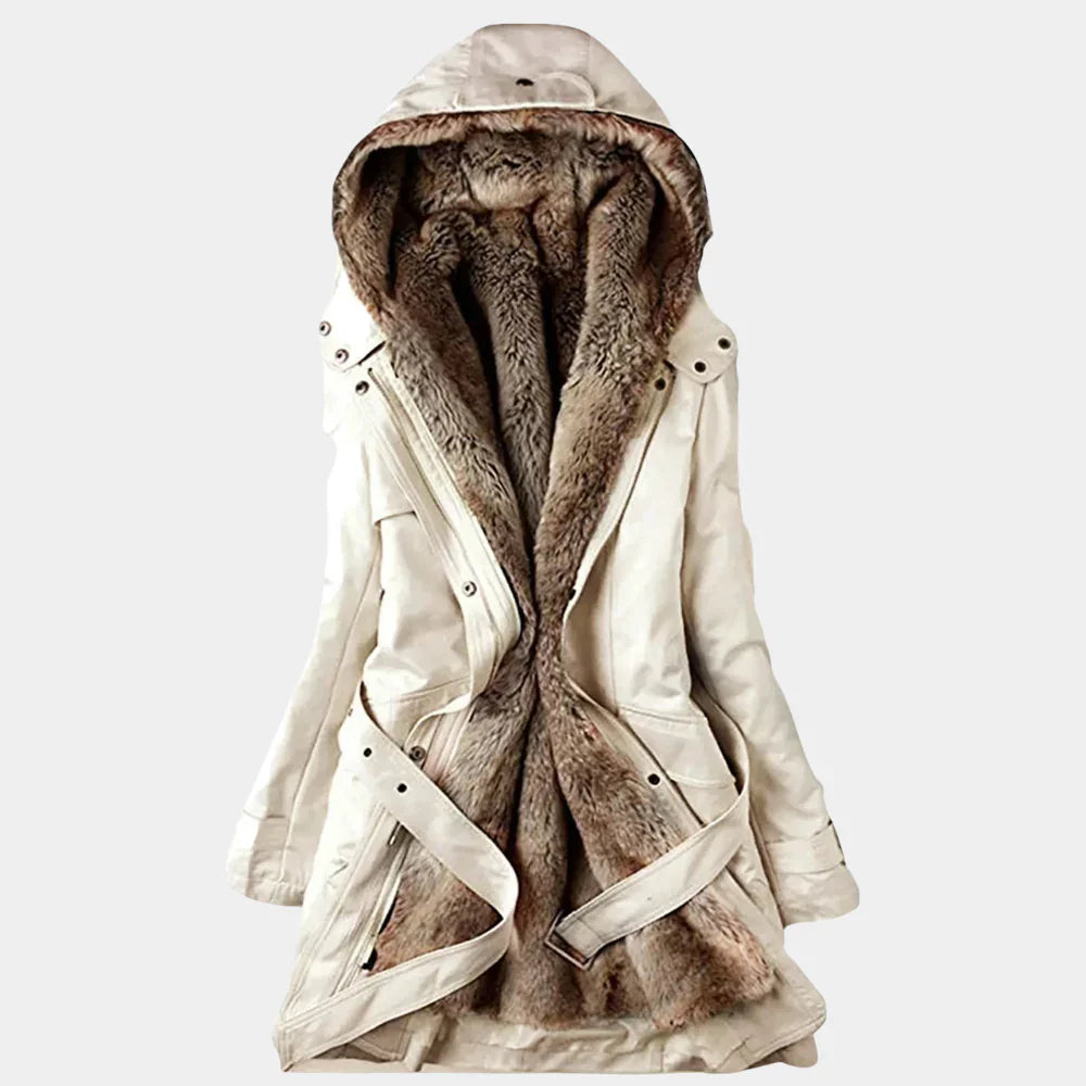 Belted Hooded Parka for Women
