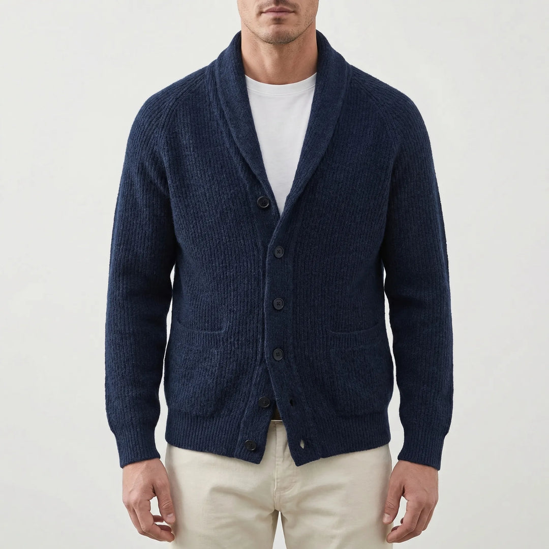 Knitoro - Shawl Collar Button-Front Knit Cardigan