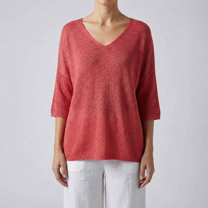 Knivara - V-Neck Knit Top For Women
