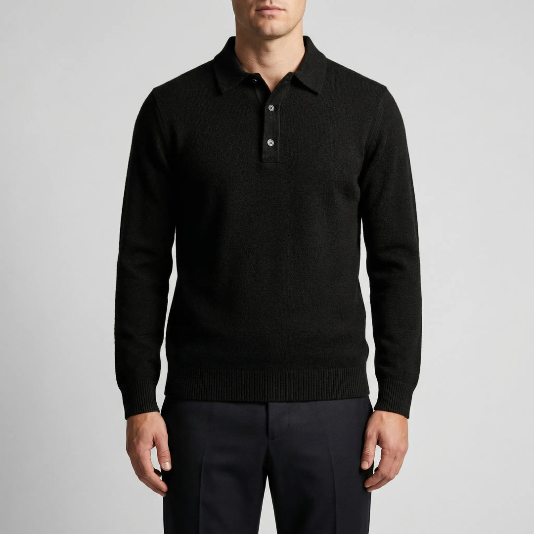 Krestol - Fine-Knit Long Sleeve Polo Sweater