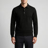 Fine-Knit Long Sleeve Polo Sweater