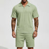 2-Piece Quarter-Zip Polo And Shorts Set