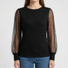 Sheer Sleeve Sparkle Blouse