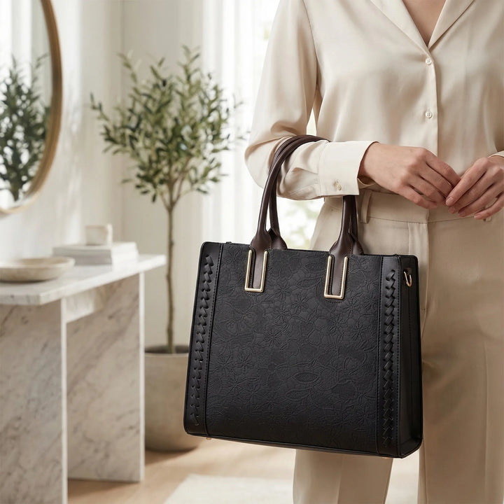 Luxorra - Structured Tote With Embossed Floral Detail