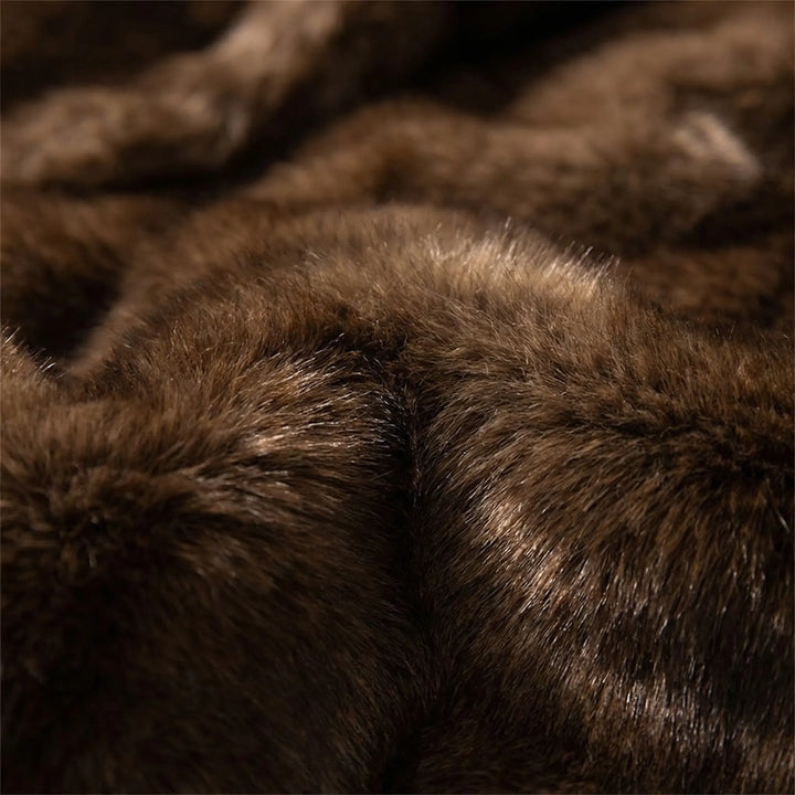 Minkova - Long Open-Front Faux Fur Coat