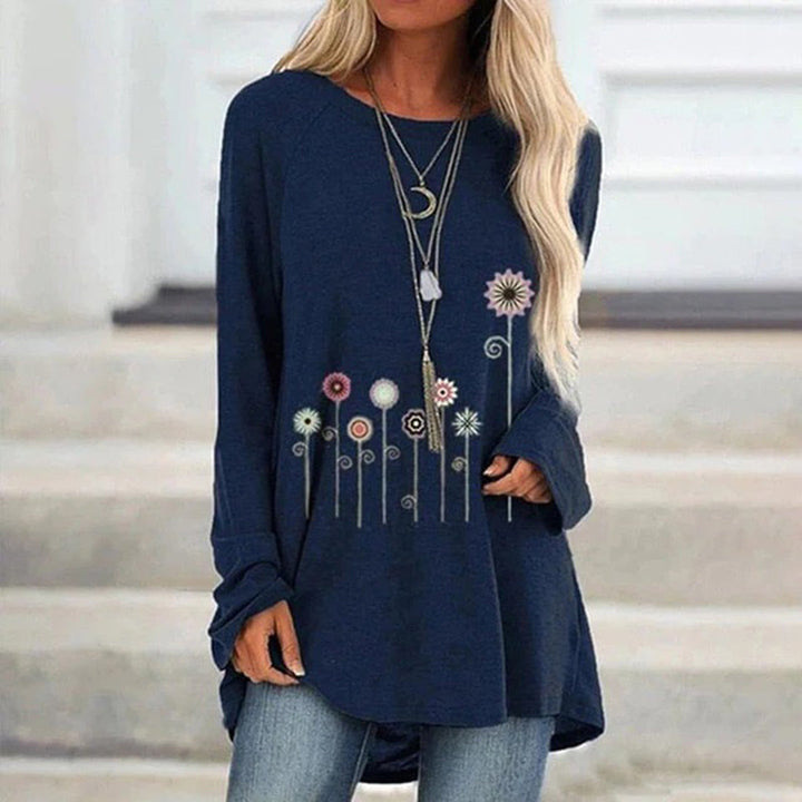 Sweatshirt with 3D Floral Embroidery Soft Texture for Women