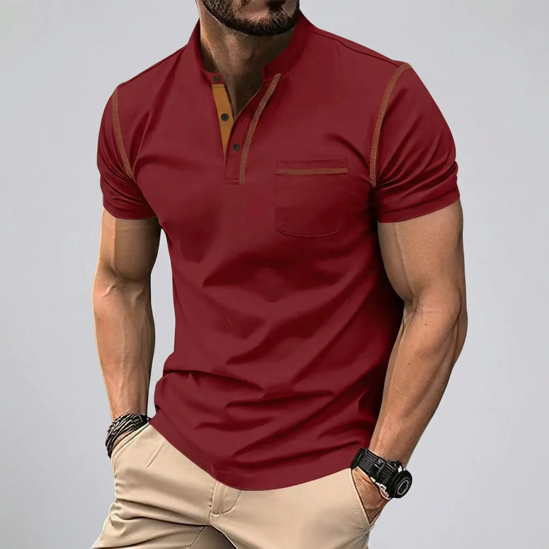 Naxivo - Short Sleeve Button Placket Polo