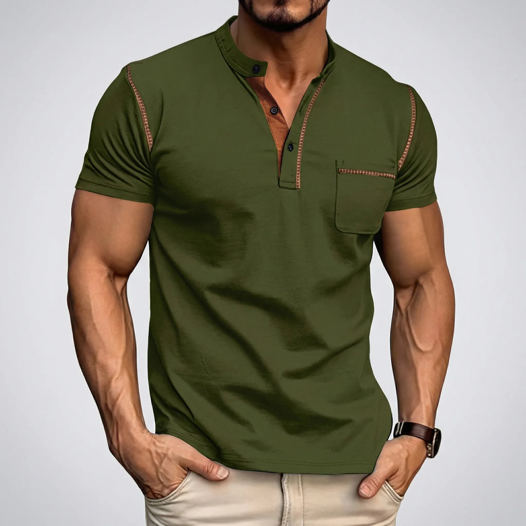 Naxivo - Short Sleeve Button Placket Polo