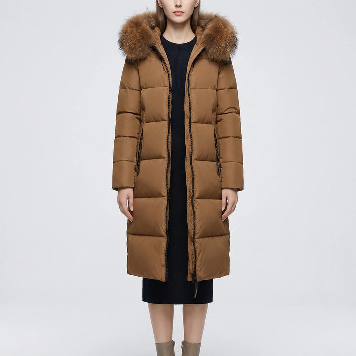 Nordelle - Long Quilted Puffer Coat With Fur-Trimmed Hood