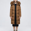 Long Quilted Puffer Coat With Fur-Trimmed Hood