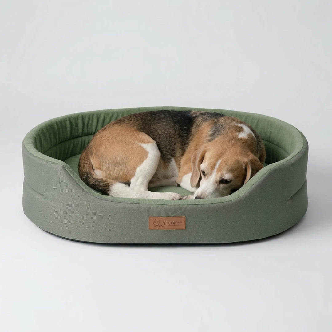 Pawvelo - Oval Plush Dog Bed With Raised Edges