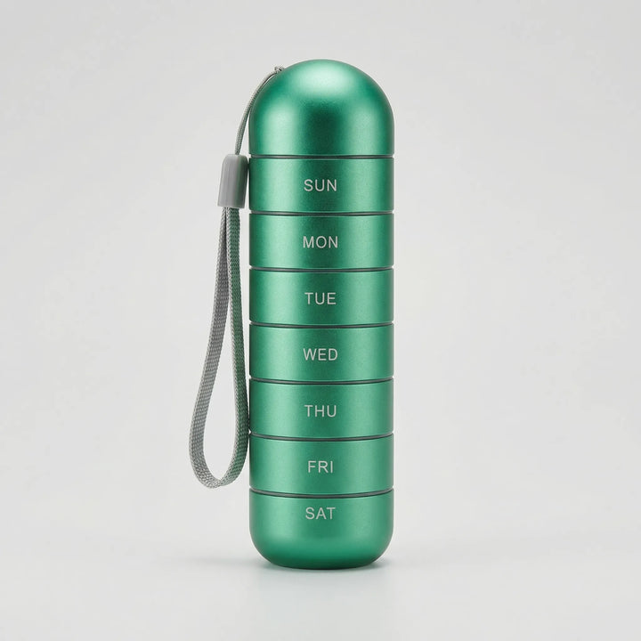 Pillova - 7-Compartment Cylindrical Weekly Pill Organizer