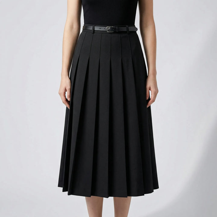 Pleavora - Pleated Mid-Length Casual Skirt