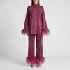 Feather-Trimmed Two-Piece Shirt And Trouser Set
