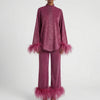 Feather-Trimmed Two-Piece Shirt And Trouser Set