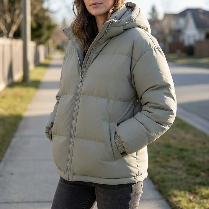 Puffora - Hooded Puffer Jacket With Full-Front Zipper