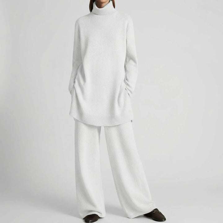 Pullova - Turtleneck Sweater And Wide-Leg Pants Set