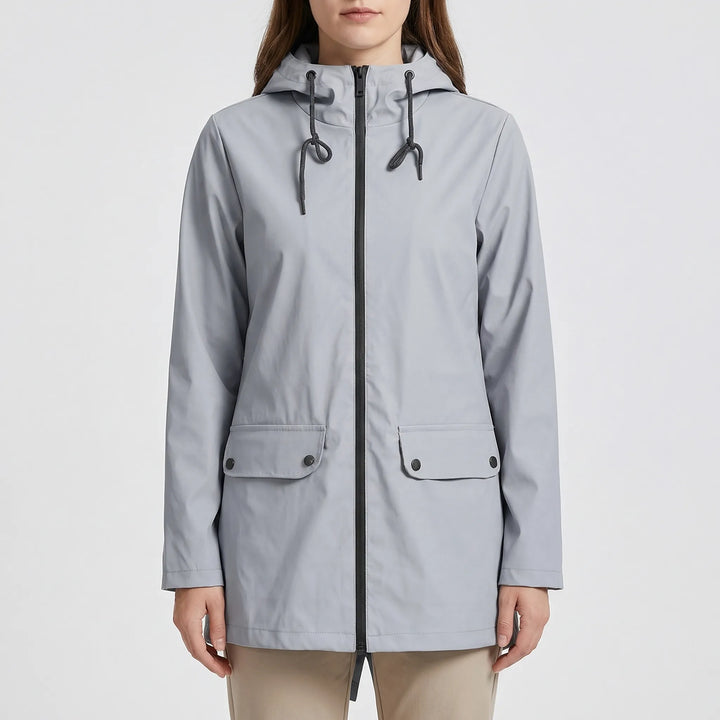 Rainova - Mid-Length Hooded Women's Rain Jacket